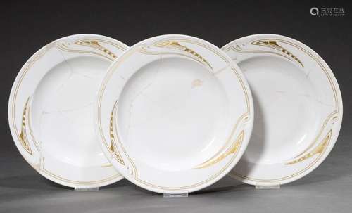 3 Meissen plates "Whiplash" in gold design: Henry ...