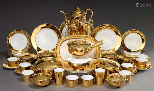 43 pieces Limoges dinner and breakfast service "Gold&qu...