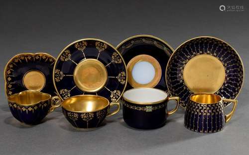 4 Various Art Nouveau porcelain mocca cups/saucers with diff...