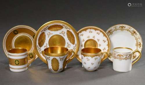 4 Various porcelain mocca cups/saucer with different floral ...