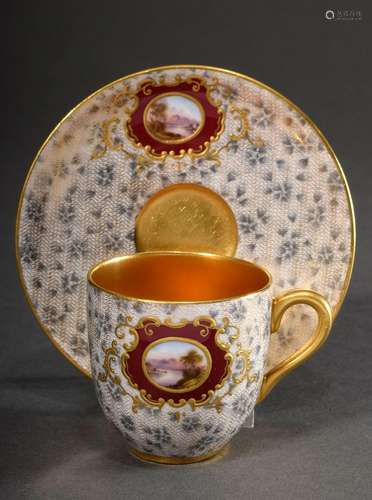 English mocca cup/saucer with fine miniature painting "...