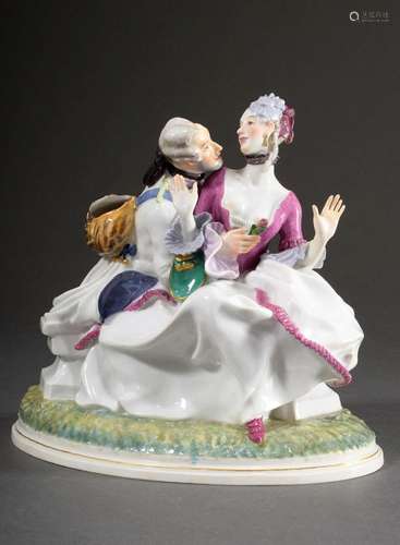 Large Meissen group "The Approach" polychrome and ...