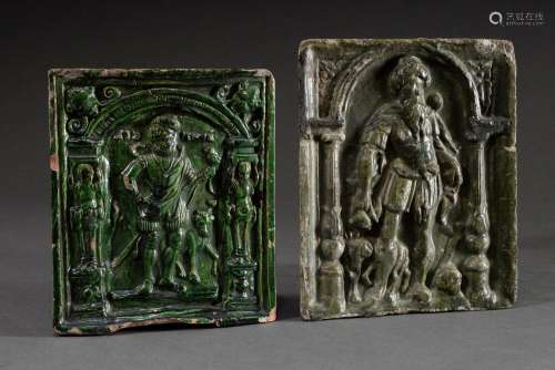 2 Various late Renaissance stove tiles with figural depictio...
