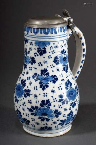 Faience pear jug with tree painting decor "scattered fl...
