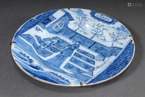 Delft faience plate "Maart" from monthly series wi...