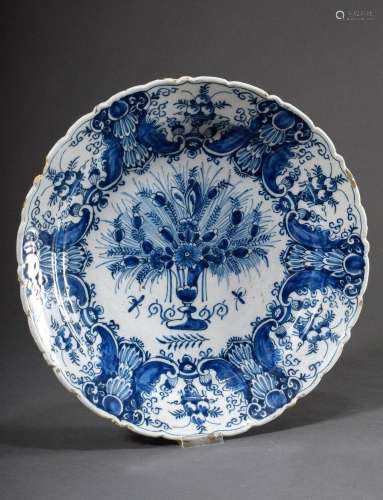 Large Delft faience plate with blue painting decor "Vas...