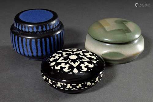 3 Various artists' ceramic jars with different patterns make...