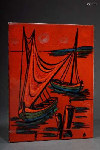 Bollhagen Hedwig (1907-2001) large wall tile "Boats&quo...