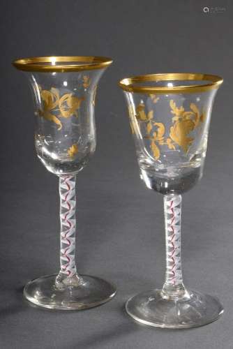 2 Various small goblets with milk and ruby glass threads in ...