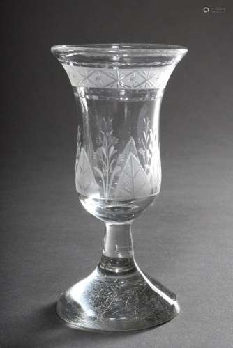 Empire goblet on a massive conical foot with floral cut deco...