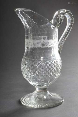 English crystal jug with fine cut frieze stone cut and raise...
