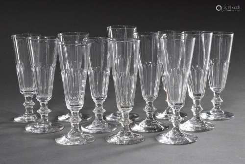 12 Various champagne flutes with half surface cut and nodus ...