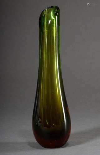 Slender Murano "Sommerso" glass vase with green/or...