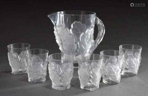 7 pieces heavy Lalique glass set with frosted half plastic o...