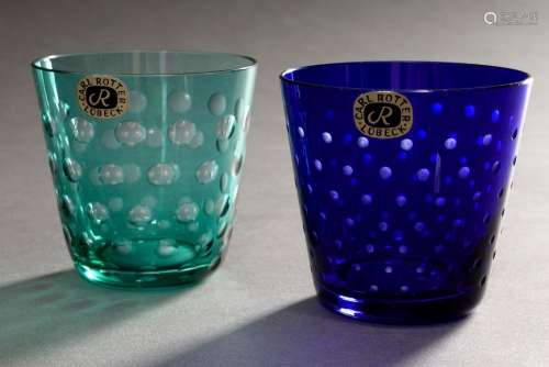 2 Various Rotter glasses with cut decoration "dots"...