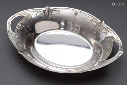 Oval Art Nouveau bowl with vegetal relief jeweller's mark: J...