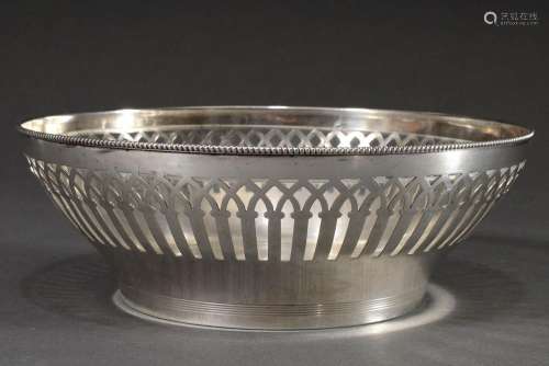 Round bowl with glass insert openwork wall "pointed arc...