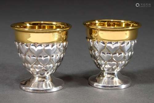 Pair of egg cups with relief "Hearts" Hermann Emil...