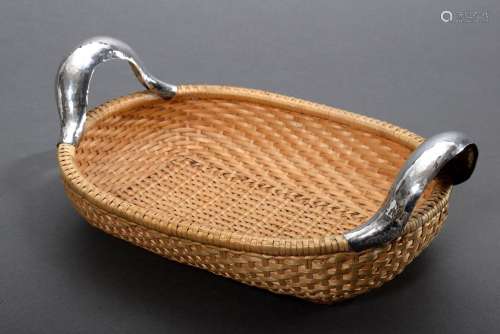 Woven bread basket with marbled silver 925 handles Hemmerle/...