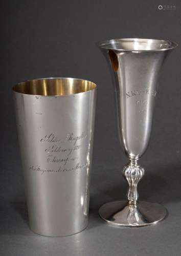 2 Various German sailing awards with engravings: plain cup &...