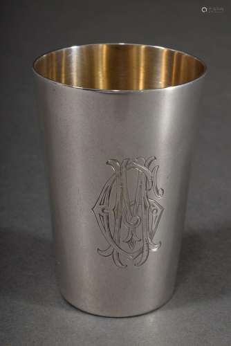 Plain cup with engraved monogram "GM" jeweller's m...