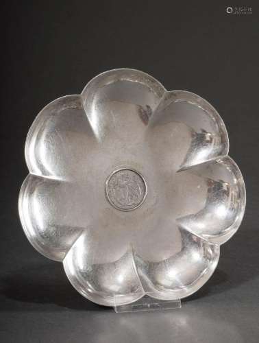 Flower-shaped bowl with coin "Canton Basel 5 Batzen 180...