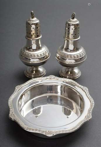 3 Various pieces: Pair of Italian shakers in classicistic st...