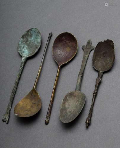5 Various early spoons in different forms from Renaissance a...
