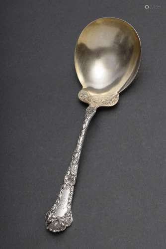 American Art Nouveau serving spoon with floral relief "...