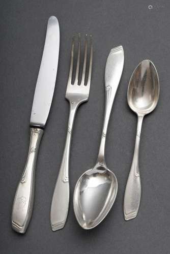 4 pieces Viennese cutlery with vegetal decoration "whip...