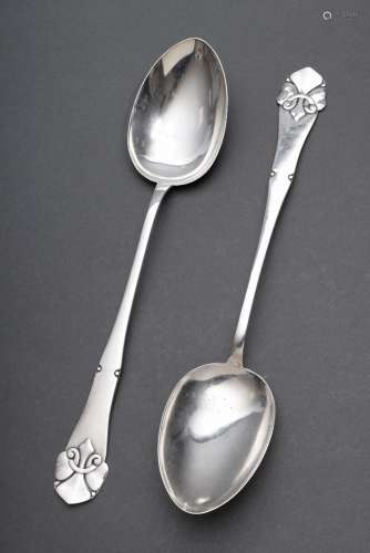 Pair of Danish dumpling spoons with floral designed handles ...