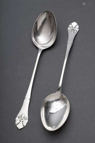 Pair of Danish dumpling spoons with floral designed handles ...