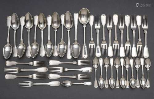 41 pieces of Hamburg cutlery "Augsburger Faden" ma...