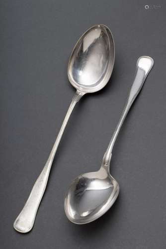 2 Various Danish dumpling spoons "Fadenmuster" sil...
