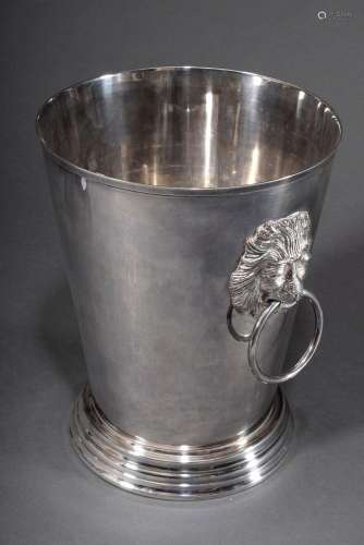 Silver plated bottle cooler with sculptural "lion head&...
