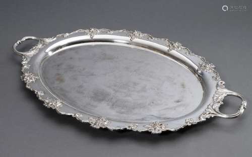 Large oval tray with "vine leaves" rim in relief c...