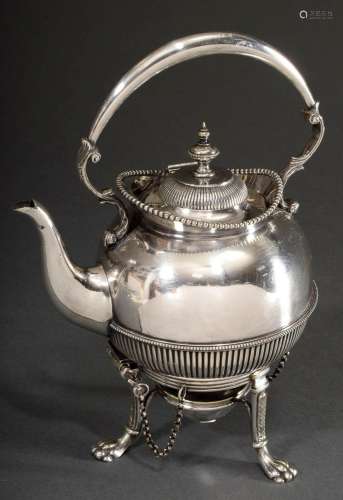 Small silver-plated teakettle with partially godroned walls ...