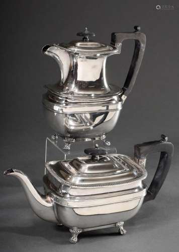 2 Various silver-plated pieces: Tea and coffee pot in plain ...