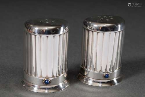 Pair of silverplated Cartier salt and pepper shakers with fl...