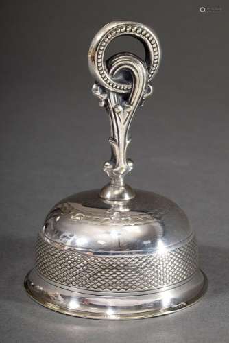 Silver plated table bell with guilloche decoration and ornam...