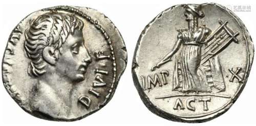 Augustus (27 BC - AD 14), Denarius, Lugdunum, 15-13 BC; AR (...