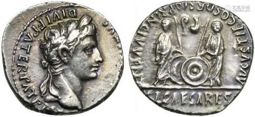 Augustus (27 BC - AD 14), Denarius, Lugdunum, 2 BC - AD 4; A...