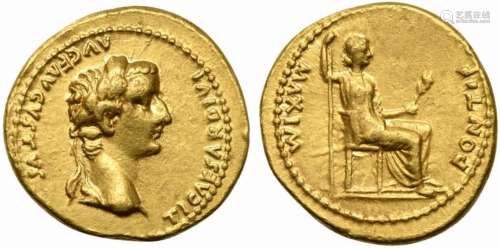 Tiberius (14-37), Aureus, Lugdunum, ca. AD 14-17; AV (g 7,59...