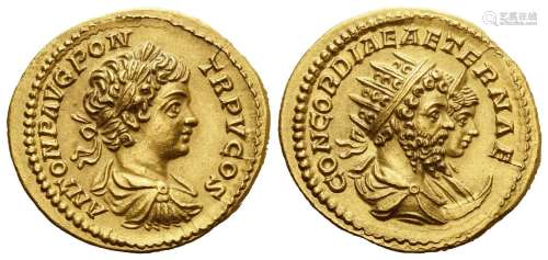 Caracalla (198-217), Aureus, Rome, AD 202; AV (g 7,36; mm 20...