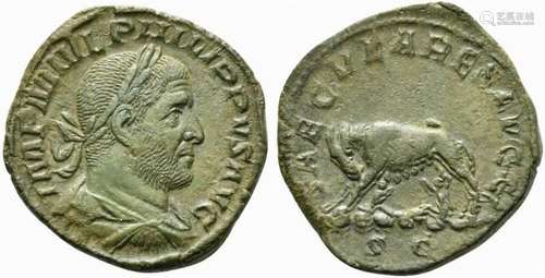 Philip I (244-249), Sestertius, Rome, AD 248; AE (g 19,35; m...