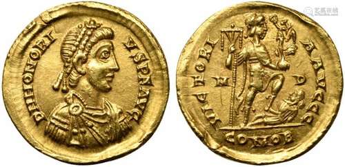 Honorius (393-423), Solidus, Mediolanum, AD 395-402; AV (g 4...