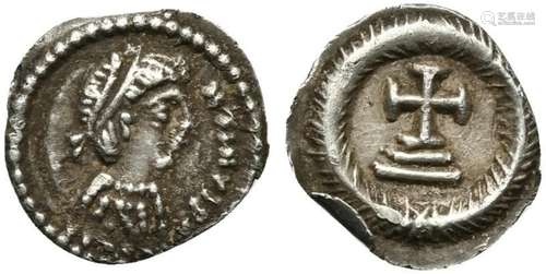 Maurice Tiberius (582-602), Quarter Siliqua, Ravenna, ca. AD...