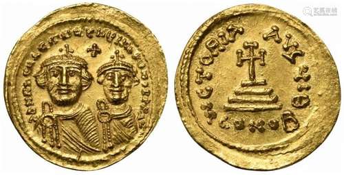 Heraclius with Heraclius Constantine (613-641), Solidus, Con...