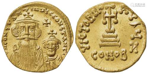 Constans II with Constantine IV (654-668), Solidus, Constant...