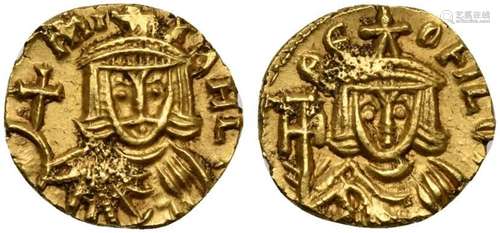 Michael II the Amorian with Theophilus (822-829), Tremissis,...